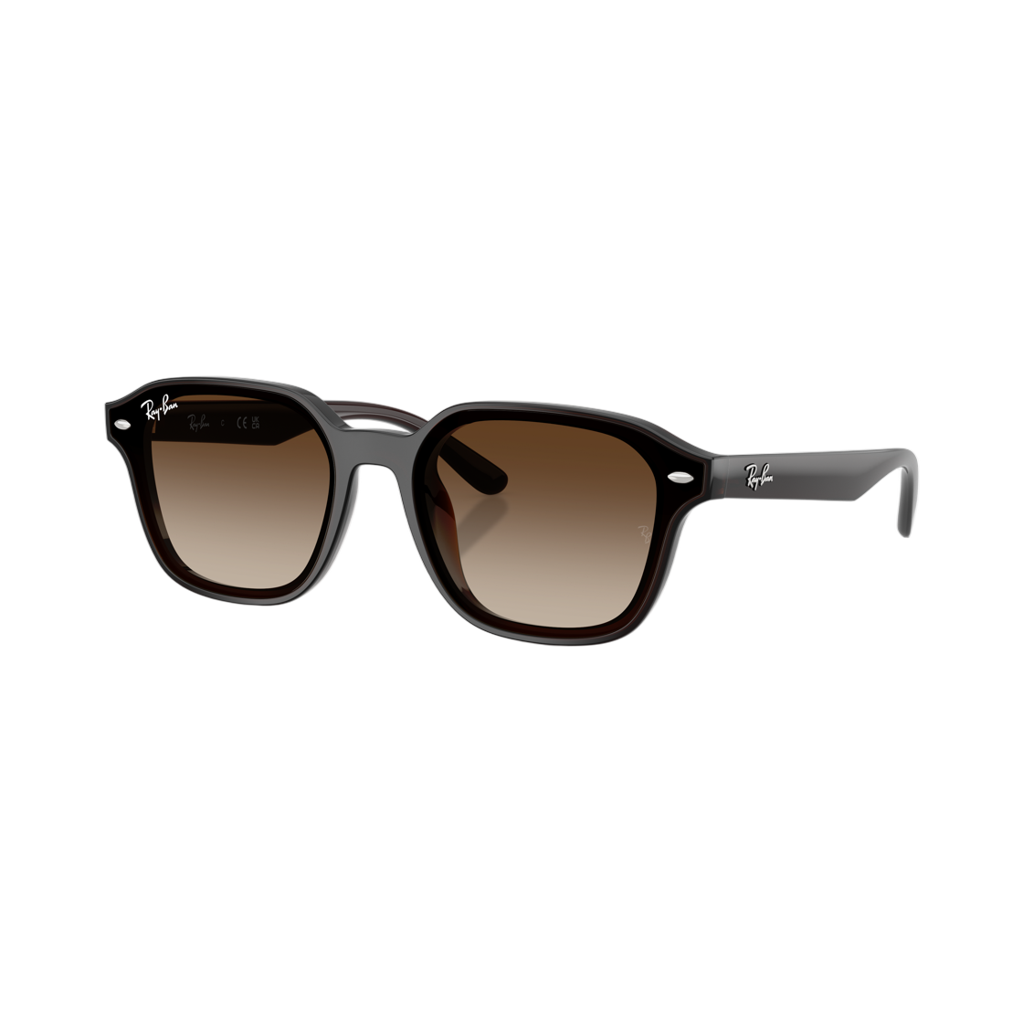 RB4458D-714/13 Ray-Ban RB4458D Polished Transparent Dark Brown Frame Gradient Brown Lense Low Bridge Fit