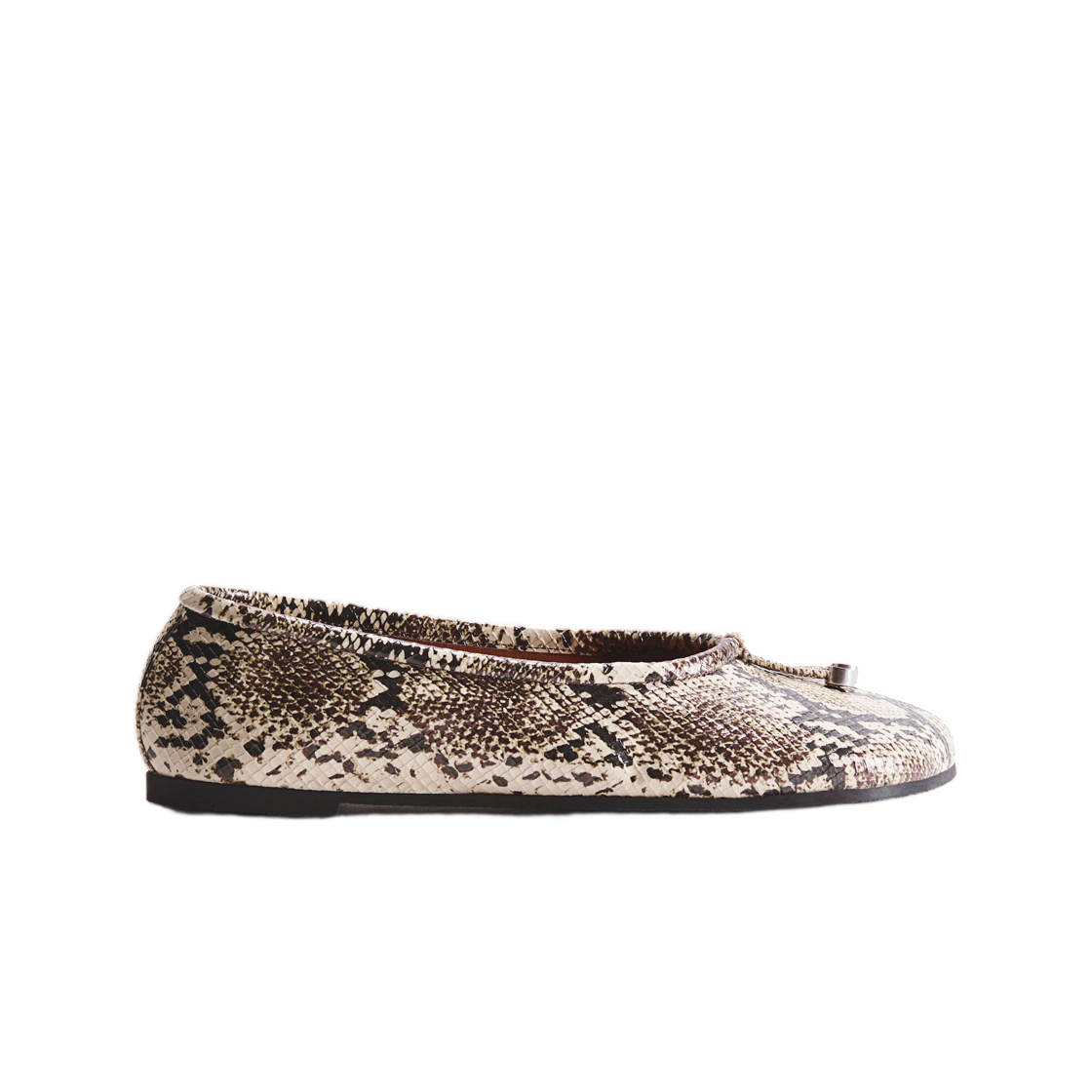 (W) 에이치앤엠 x 스텔라 맥카트니 스네이크 스킨 플랫 슈즈 베이지((W) H&M x Stella McCartney Snakeskin Flat Shoes Beige)