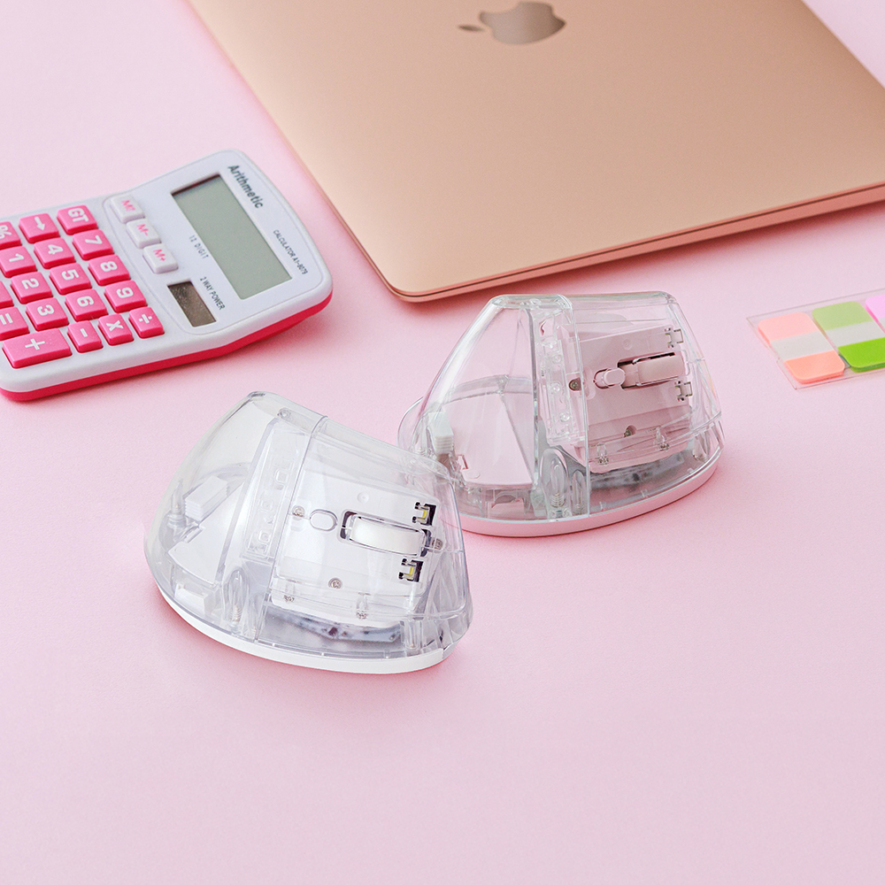 오브룸 버티컬 마우스 물방울 투명 무선 저소음 블루투스 인체공학 OV-WM01(OVROOM OV-WM01 Transparent Vertical Wireless Mouse: Silent & Ergonomic Dual Mode) - 2