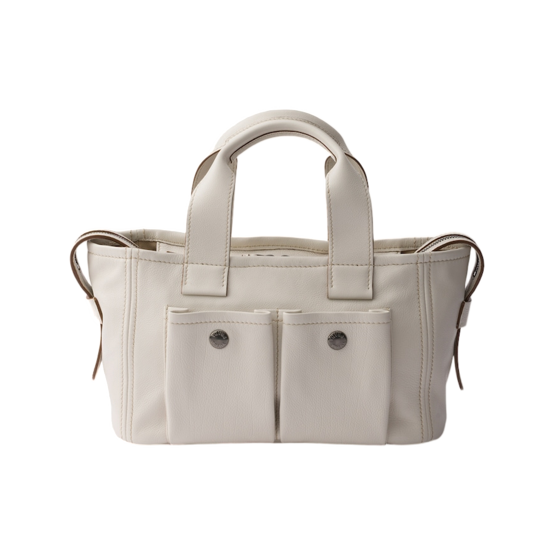프라다 루트 미디움 레더 토트백 초크 화이트(Prada Route Medium Leather Tote Bag Chalk White) - 2