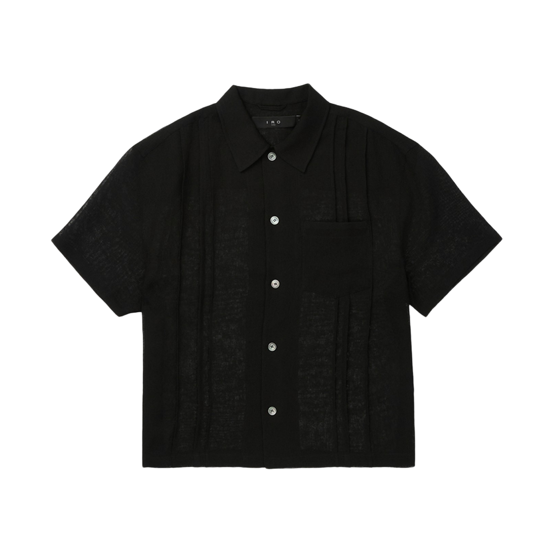 이로 거즈 오간자 레이어드 반팔 셔츠 블랙(Iro Gauze Organza Layered Short Sleeve Shirt Black) - 1