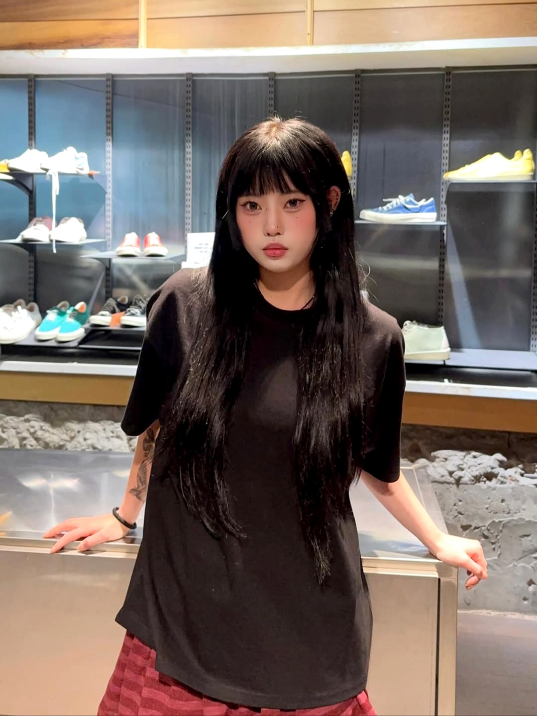 Knitted Cotton Crop T-Shirts Black, Knitted 2PACK Cotton Crop T-Shirts 3 COLOR 착용 스타일 - 1