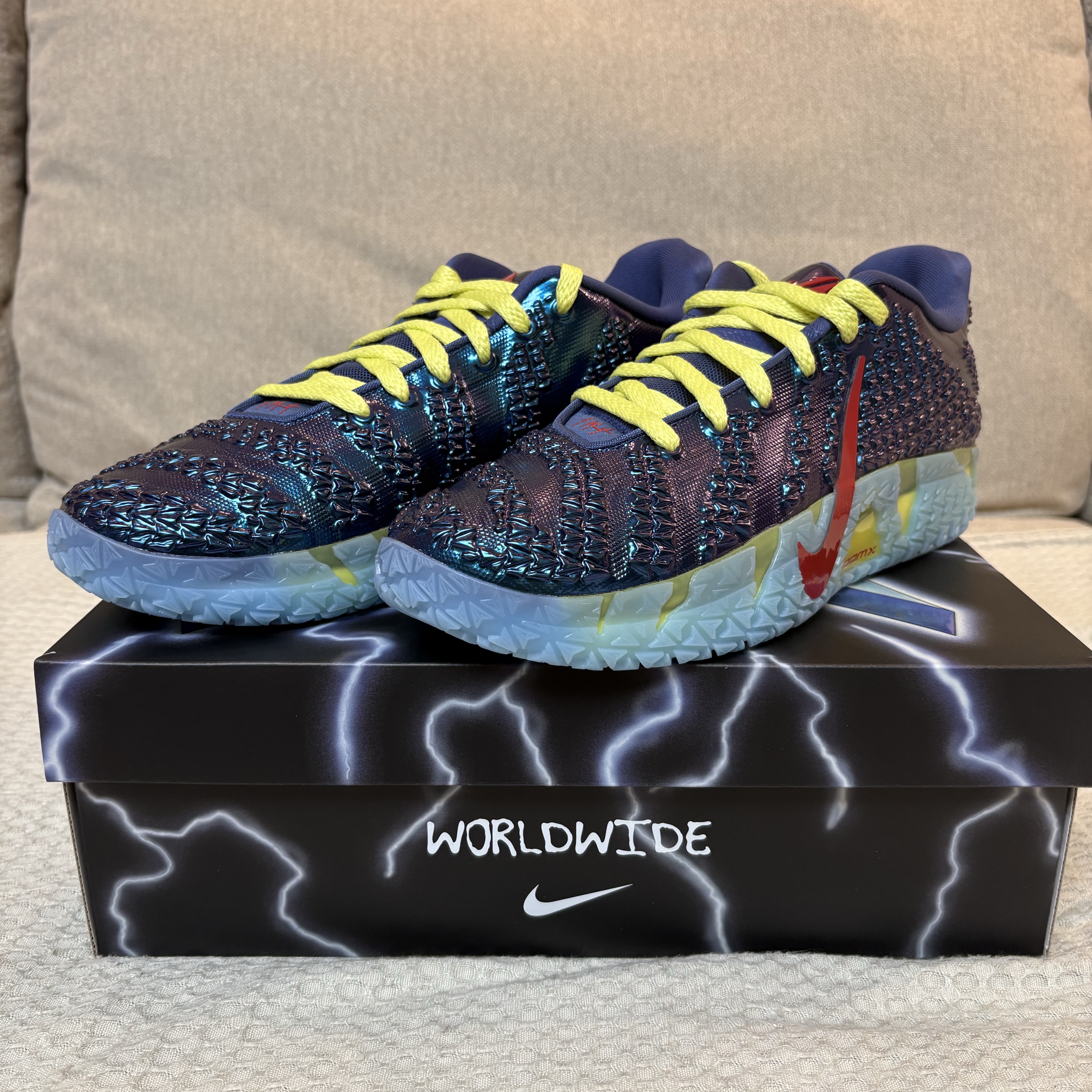 Nike Ja 3 EP Blue Chill Fire Red 착용 스타일 - 1