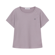 SLOW RECORD HOUSE Henley Neck Eyelet T-Shirt Purple
