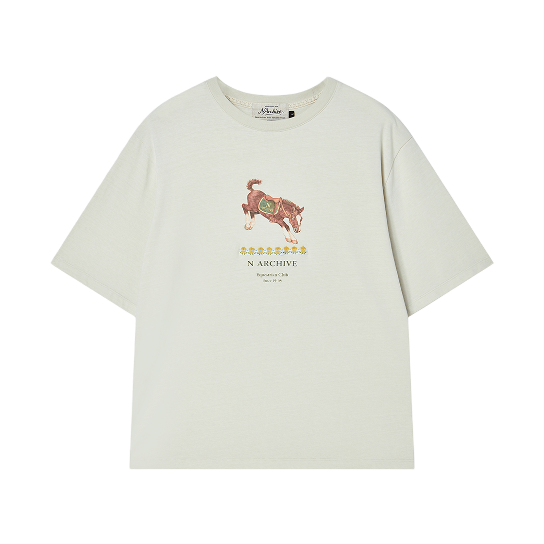 엔 아카이브 빈티지 테이프 디테일 워시드 반팔 티셔츠 아이보리(N ARCHIVE Vintage Tape Detail Washed T-Shirt Ivory)