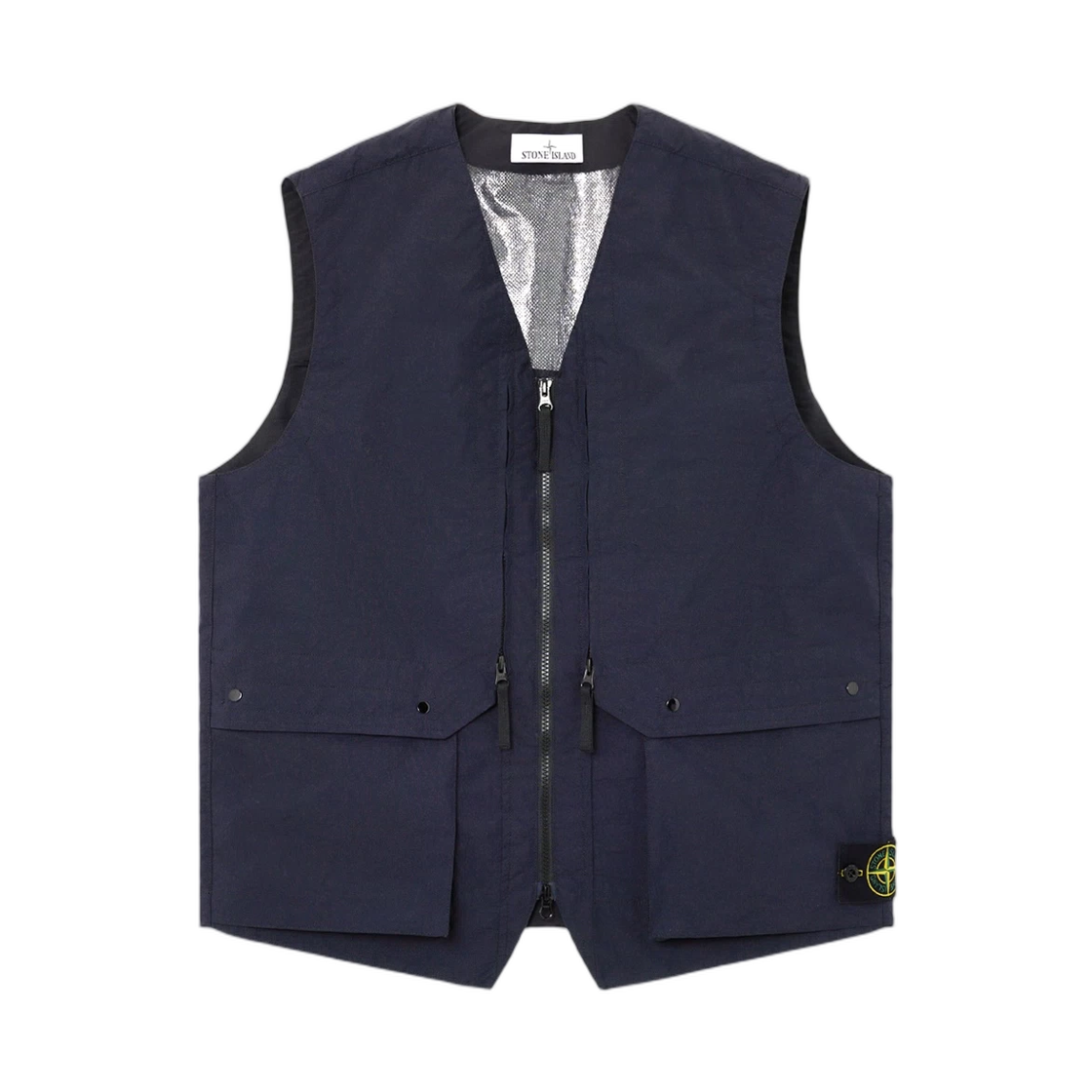 L1S15G1000-05S0354-V0020 Stone Island G100005 Metal Lamina Poly Ripstop Utility Vest with Ventilation Flaps Navy Blue - 26SS