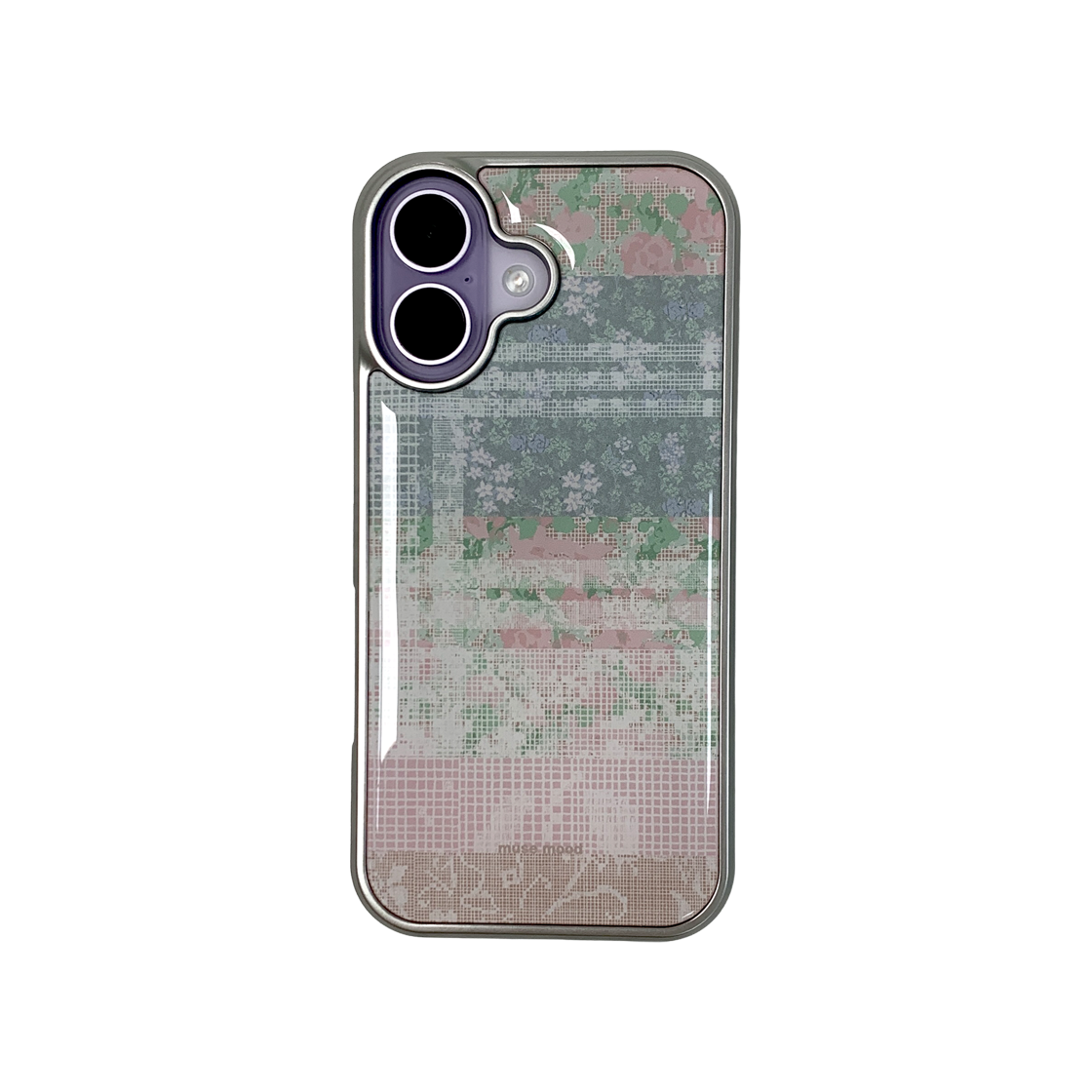 뮤즈무드 로즈 레이스 실버 에폭시 휴대폰 케이스(Musemood Rose Lace Silver Epoxy Phone Case)