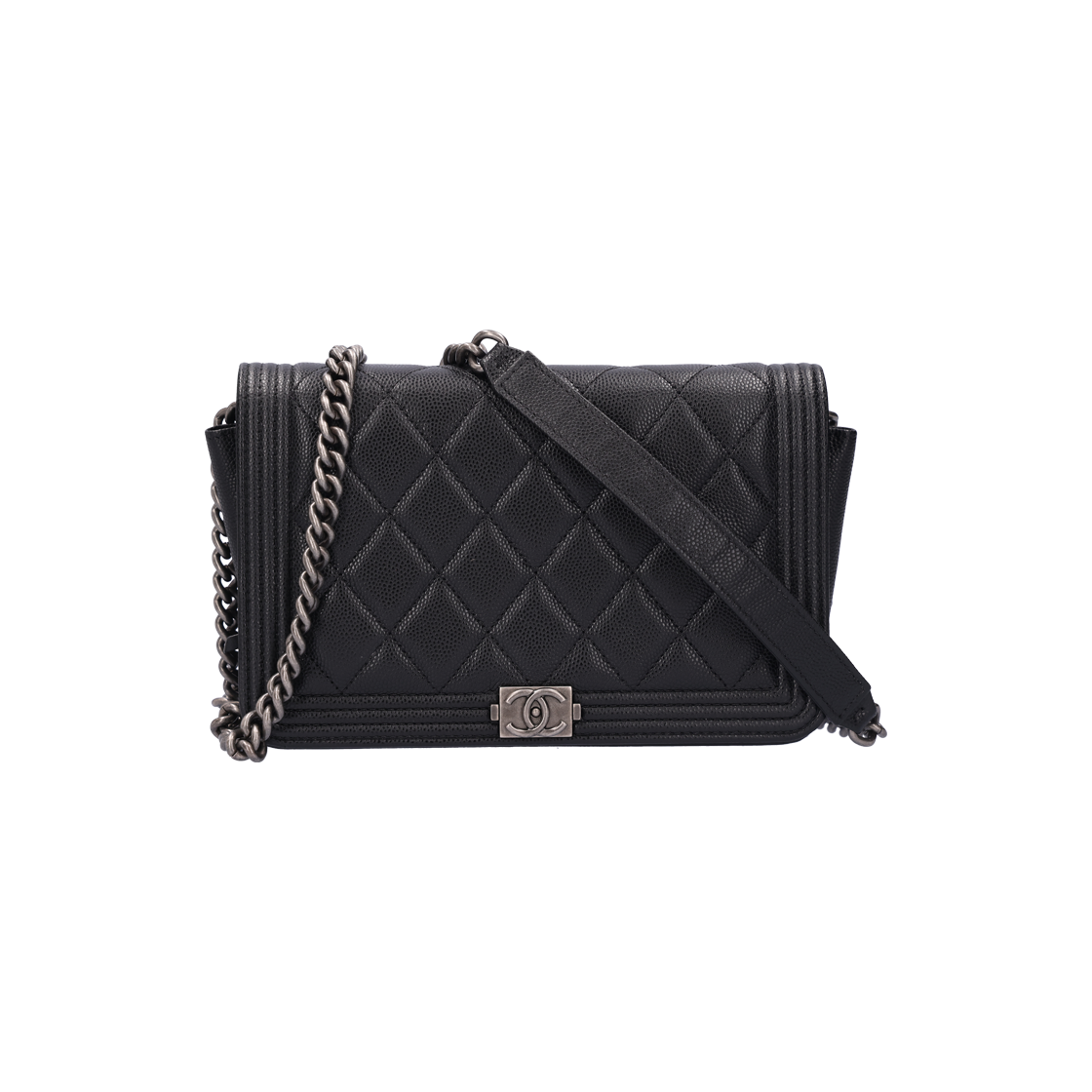 샤넬 AP1117 보이 샤넬 체인 지갑 그레인드 카프스킨 블랙(Chanel Boy Chanel Chain Wallet in Black Grained Calfskin)