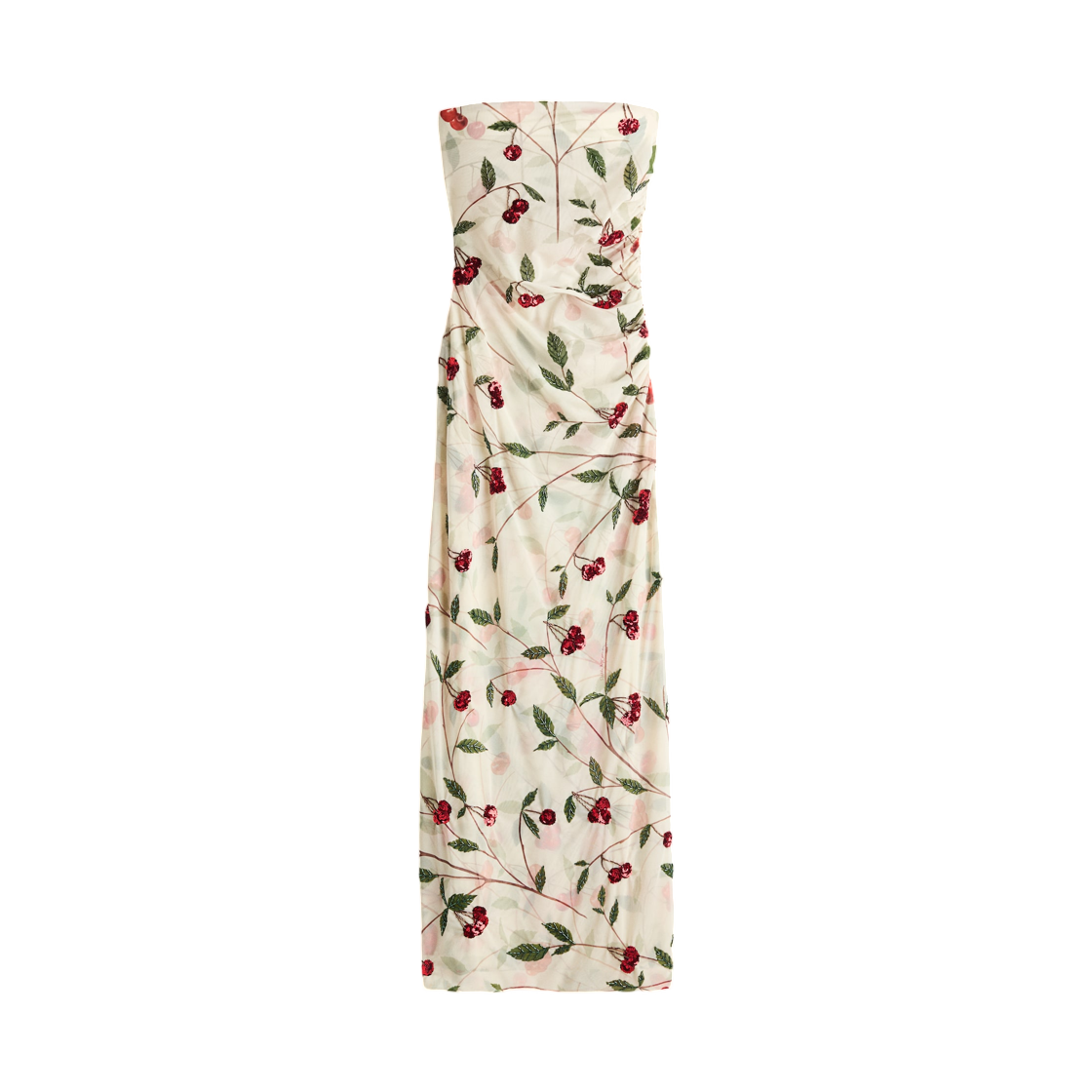 (W) 에이치앤엠 x 스텔라 맥카트니 체리 프린트 메쉬 튜드 드레스 크림((W) H&M x Stella McCartney Cherry Print Mesh Tube Dress Cream)
