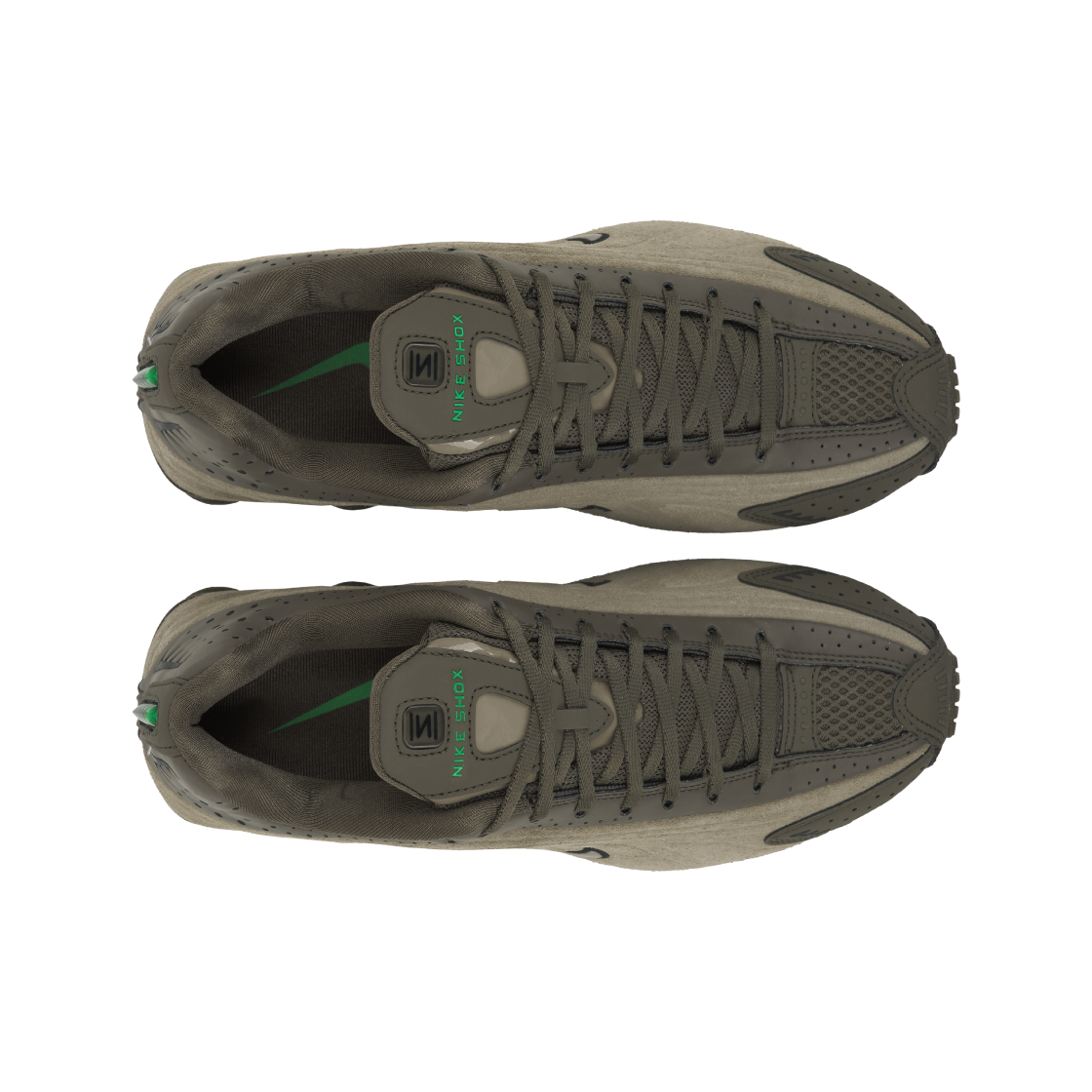(W) 나이키 샥스 R4 올리브 카키 그린 쇼크((W) Nike Shox R4 Olive Khaki Green Shock) - 5