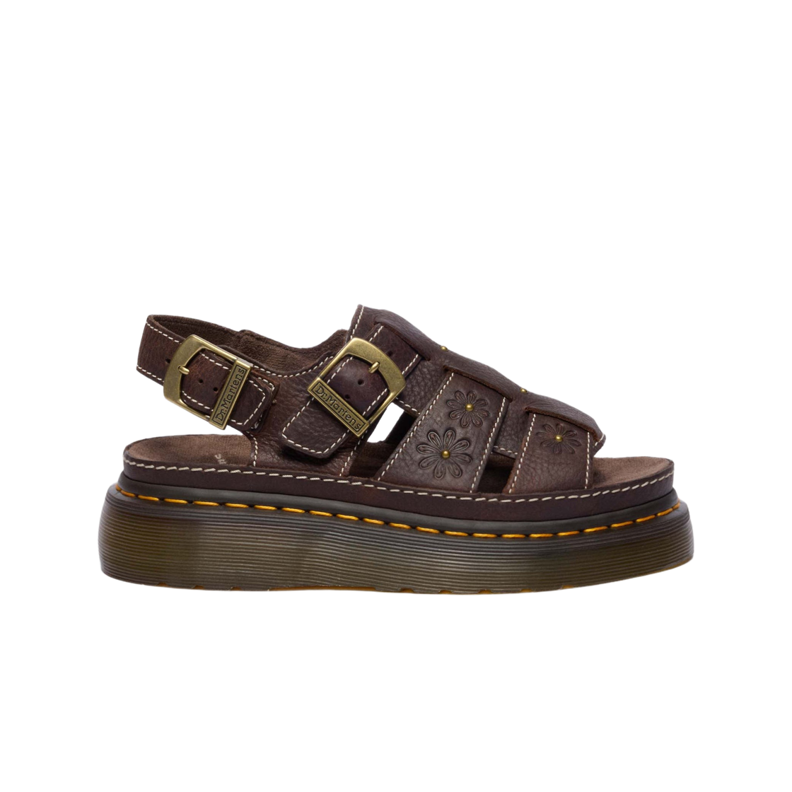 42339200 (W) Dr. Martens Wrenlie Open Toe Flower Dark Brown
