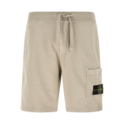 Stone Island 6200011 Organic Cotton Fleece Regular-Fit Jogger Shorts with Cargo Pocket Pearl Grey - 26SS
