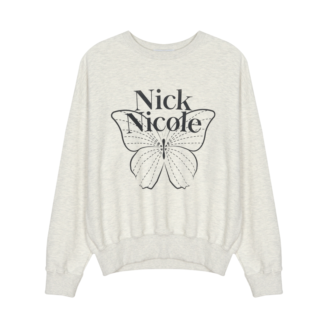 NWK1TS021_OTB NICK&NICOLE Butterfly Signature Sweatshirt Oatmeal Black