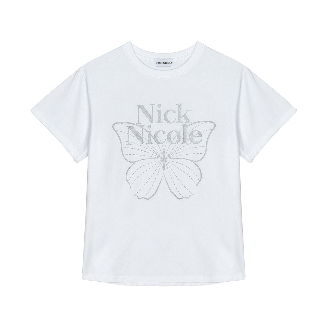 N_SS NICK&NICOLE Big Butterfly Sleeve Top White Silver