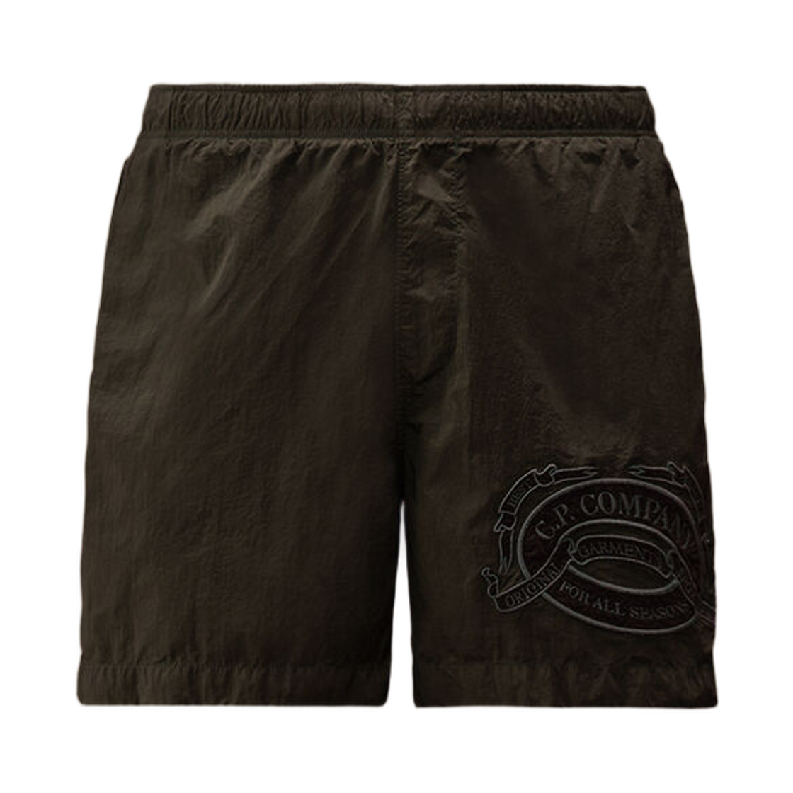 C.P. 컴퍼니 에코크롬 R 그래픽 자수 스윔 쇼츠 블랙 - 26SS(C.P. Company Eco-Chrome R Graphic Embroidery Swim Shorts Black - 26SS)