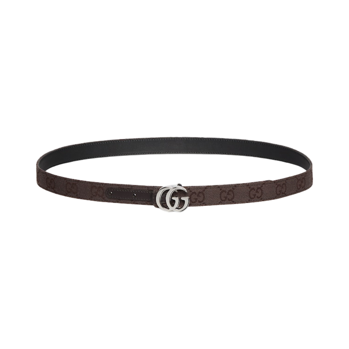 (W) 구찌 GG 마몽 리버시블 씬 벨트 다크 브라운((W) Gucci GG Marmont Reversible Thin Belt Dark Brown) - 1
