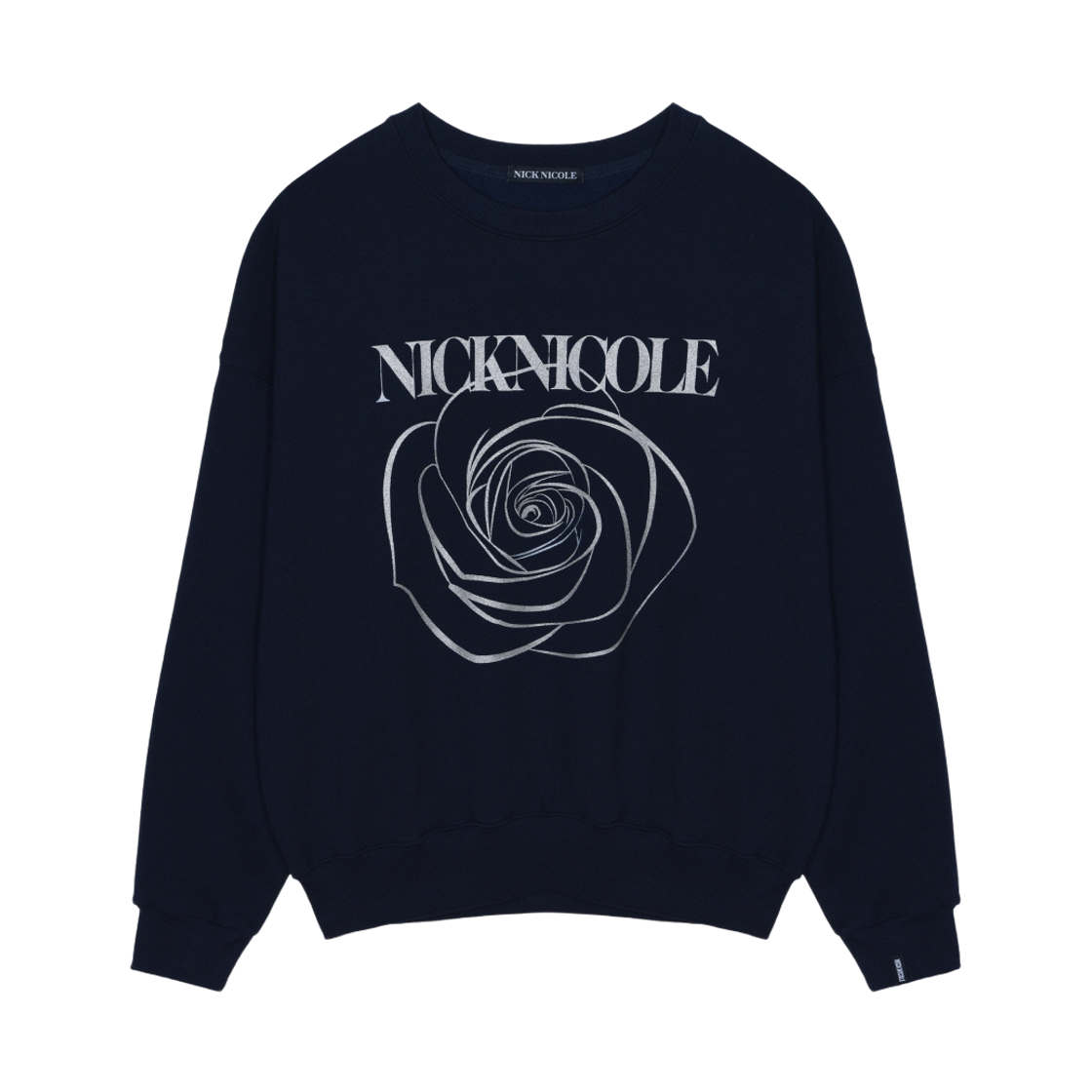 N_SS NICK&NICOLE Nicole Rose Printing Sweatshirt Navy Silver