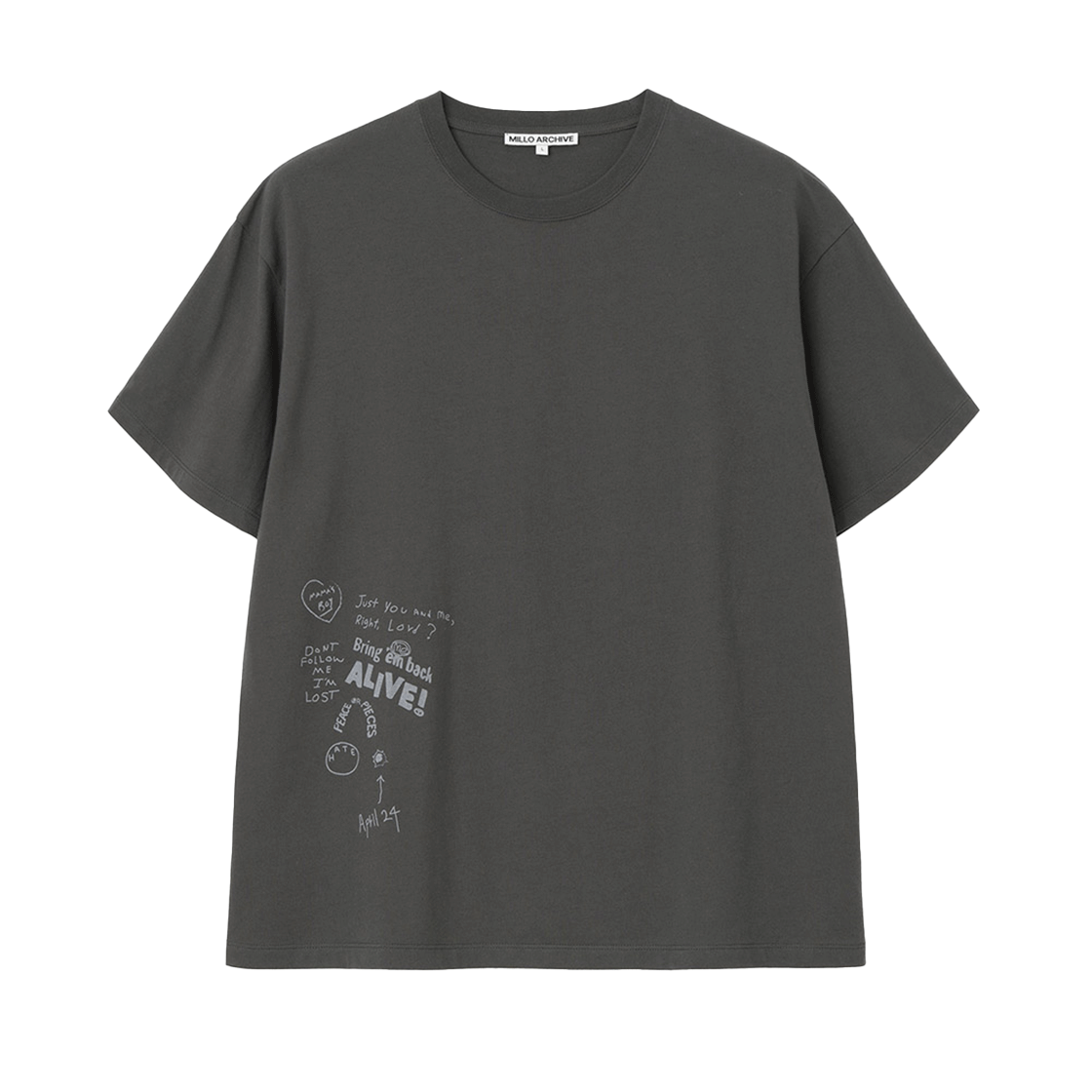 밀로 아카이브 트라우마 티셔츠 다크 그레이(Millo Archive Trauma T-Shirt Dark Gray)