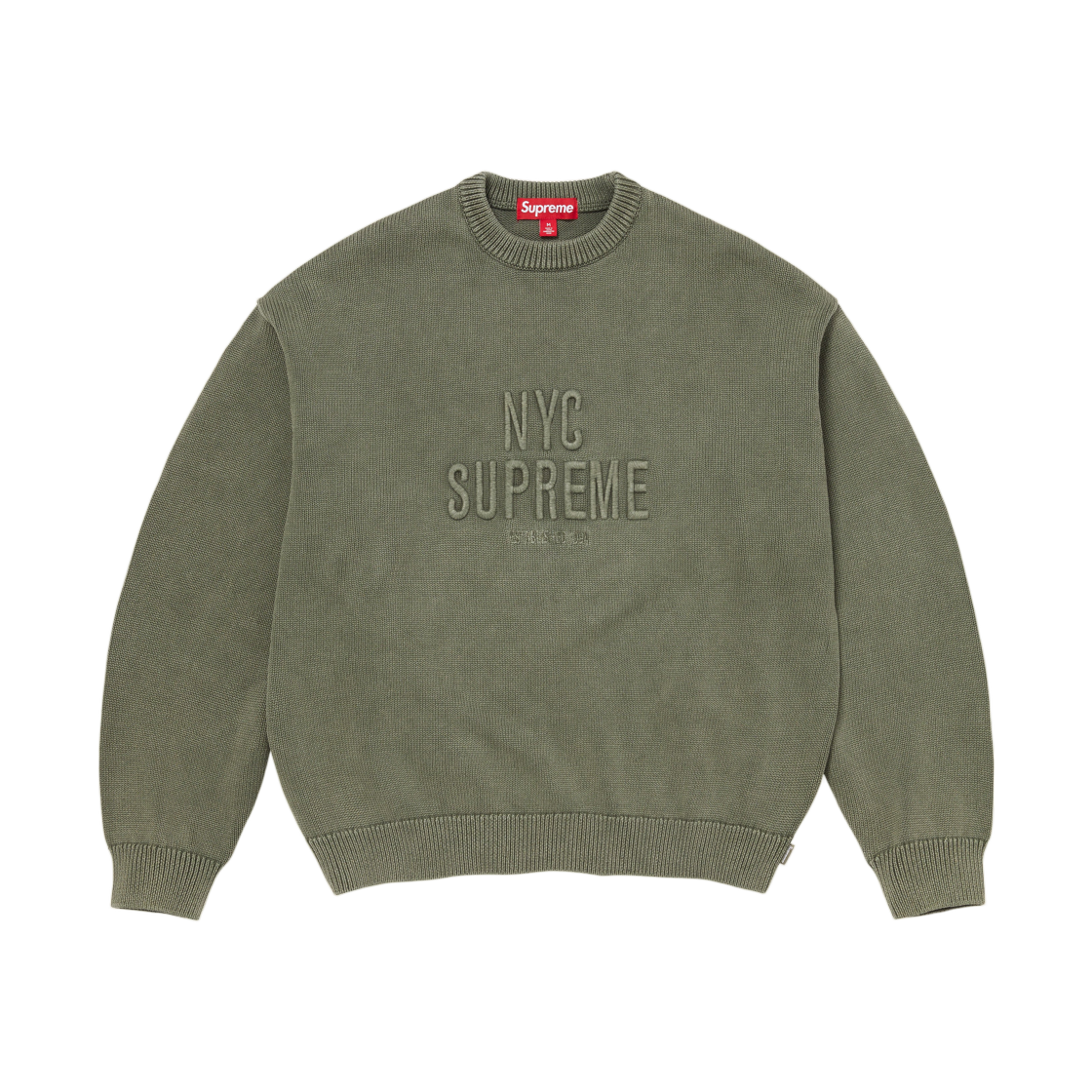 - Supreme Overdyed Raised Sweater Olive - 26SS