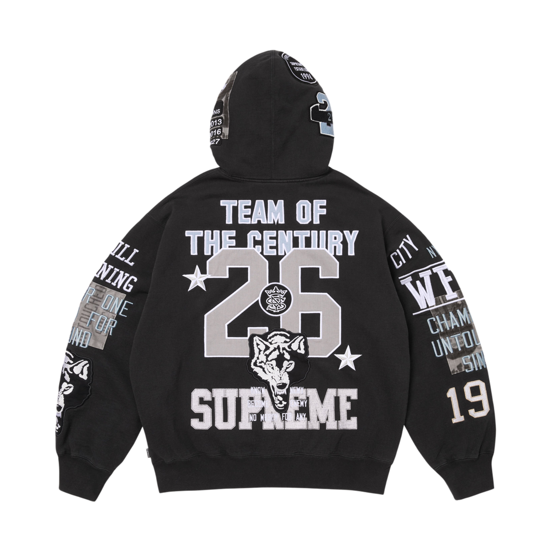 슈프림 워리어스 아플리케 집업 후드 스웨트셔츠 블랙 - 26SS(Supreme Warriors Applique Zip Up Hooded Sweatshirt Black - 26SS) - 3