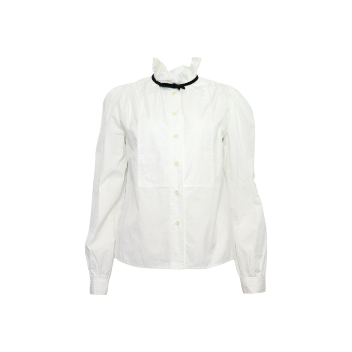 미우미우 MK1419 화이트 코튼 리본 여성 블라우스 셔츠aa62984(Miu Miu MK1419 White Cotton Ribbon Blouse) - 1