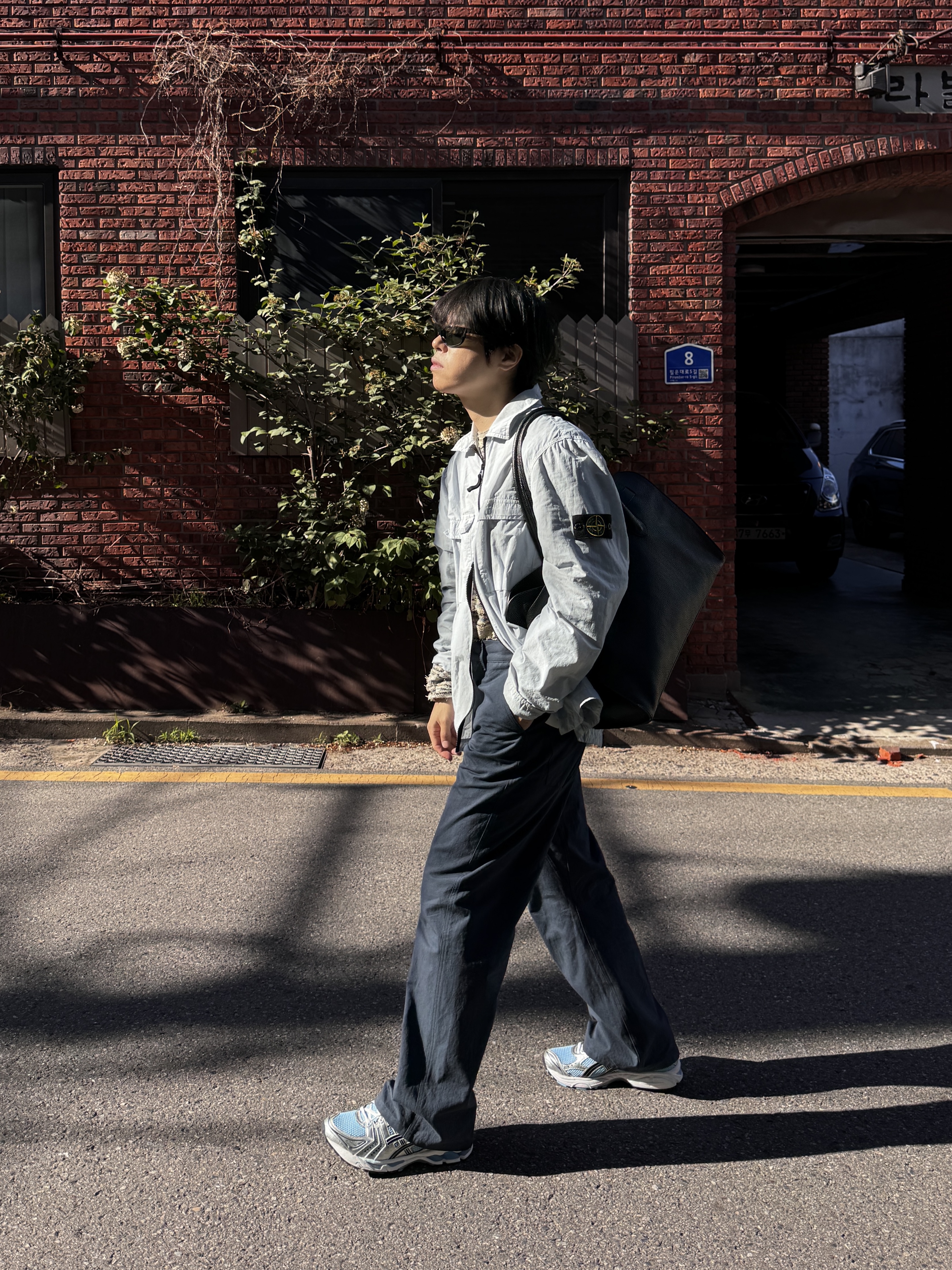 Stone Island 114WN T.CO+OLD Overshirt Ice - 22SS, Ray-Ban Balorama Polished Black Frame G-15 Green Polarized Lense High Bridge Fit 착용 스타일 - 1