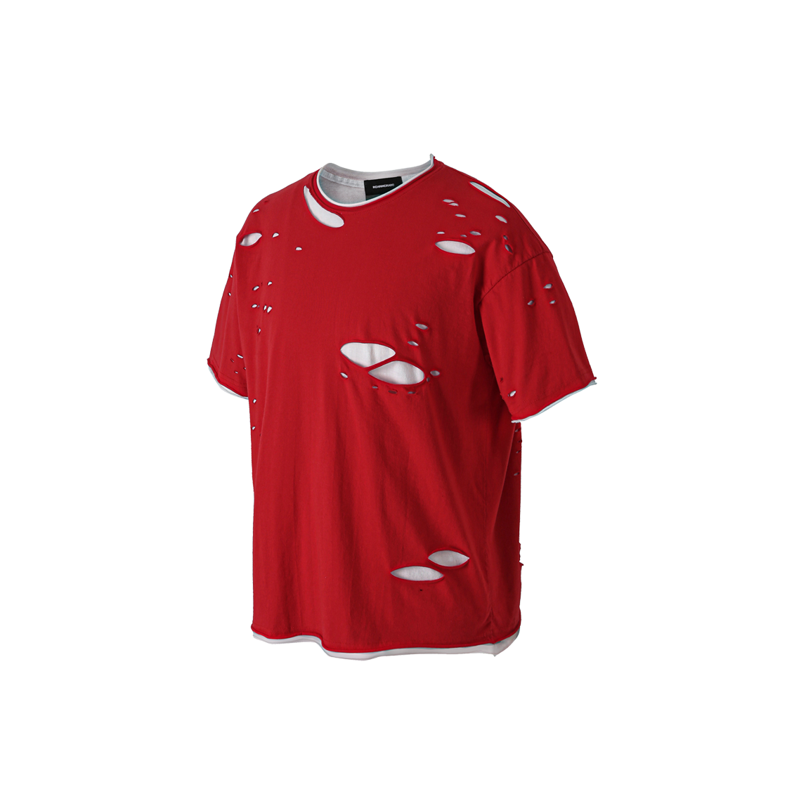 로어링라드 더블 레이어드 데미지 티셔츠 레드(ROARINGRAD Double Layered Damage T-Shirt Red)