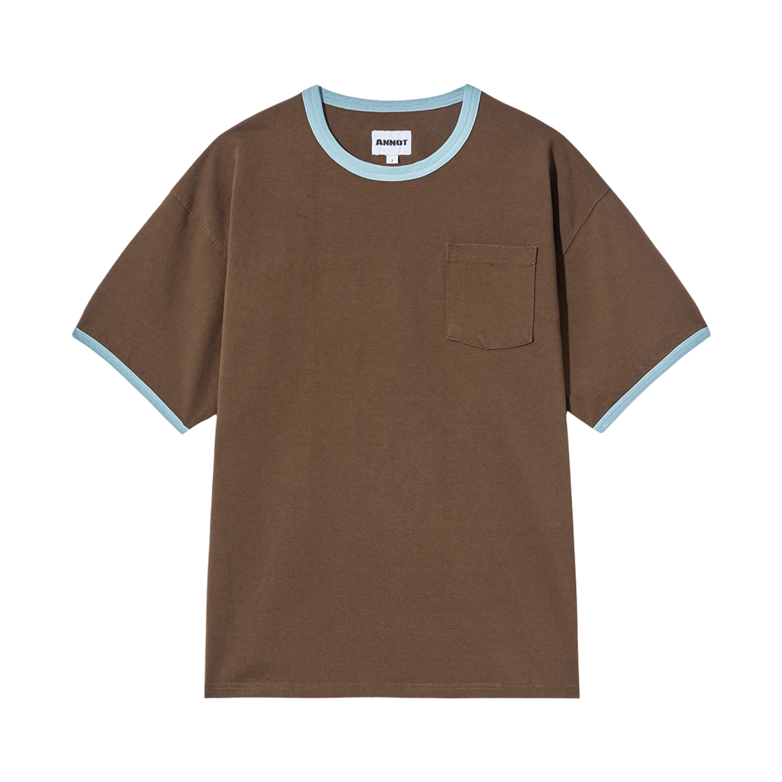 아노트 워시드 포켓 링거 티 브라운(ANNOT Washed Pocket Ringer T-Shirt Brown)