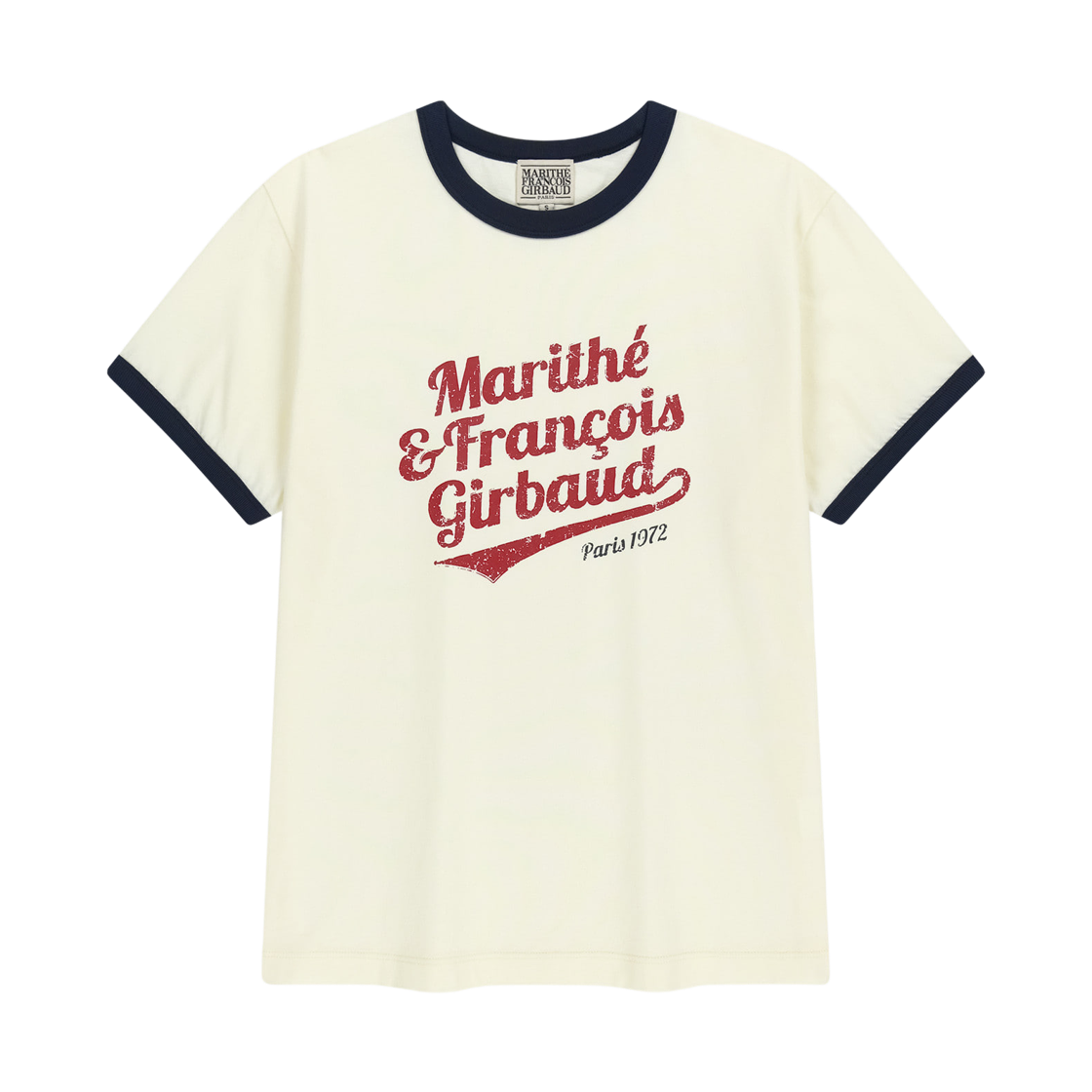 마리떼 프랑소와 저버 빈티지 로고 링거 티셔츠 아이보리(Marithe Francois Girbaud Vintage Logo Ringer T-Shirt Ivory) - 1