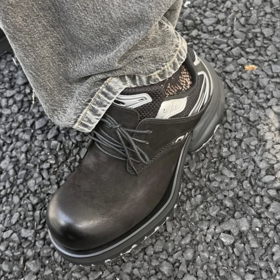 Remagine Hybrid Derby Shoes Starting Bigger Black White Silver 착용 스타일