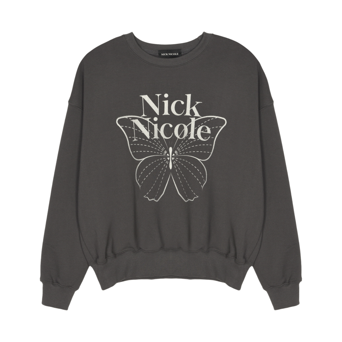 NWK1TS021_BKM_copy_copy NICK&NICOLE Butterfly Signature Sweatshirt Charcoal Silver