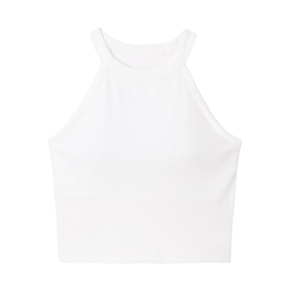 360321-01 (W) GU Bra-Feel Cropped Halter Neck Tank Top Off White
