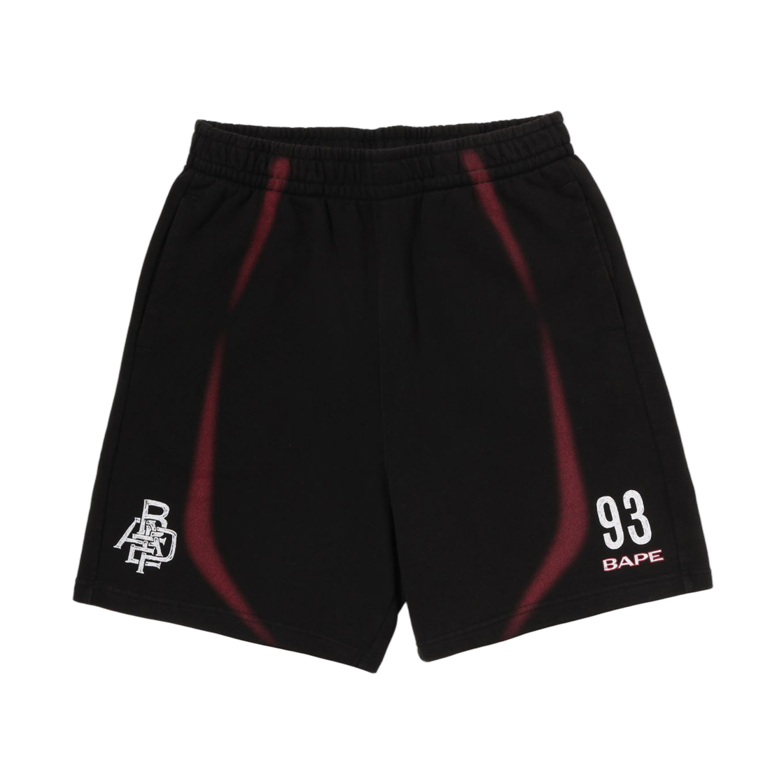 베이프 헤비 워시 핸드 드로우 풋볼 로고 릴렉스드 핏 스웨트 쇼츠 블랙(BAPE Heavy Wash Hand Draw Football Logo Relaxed Fit Sweat Shorts Black)