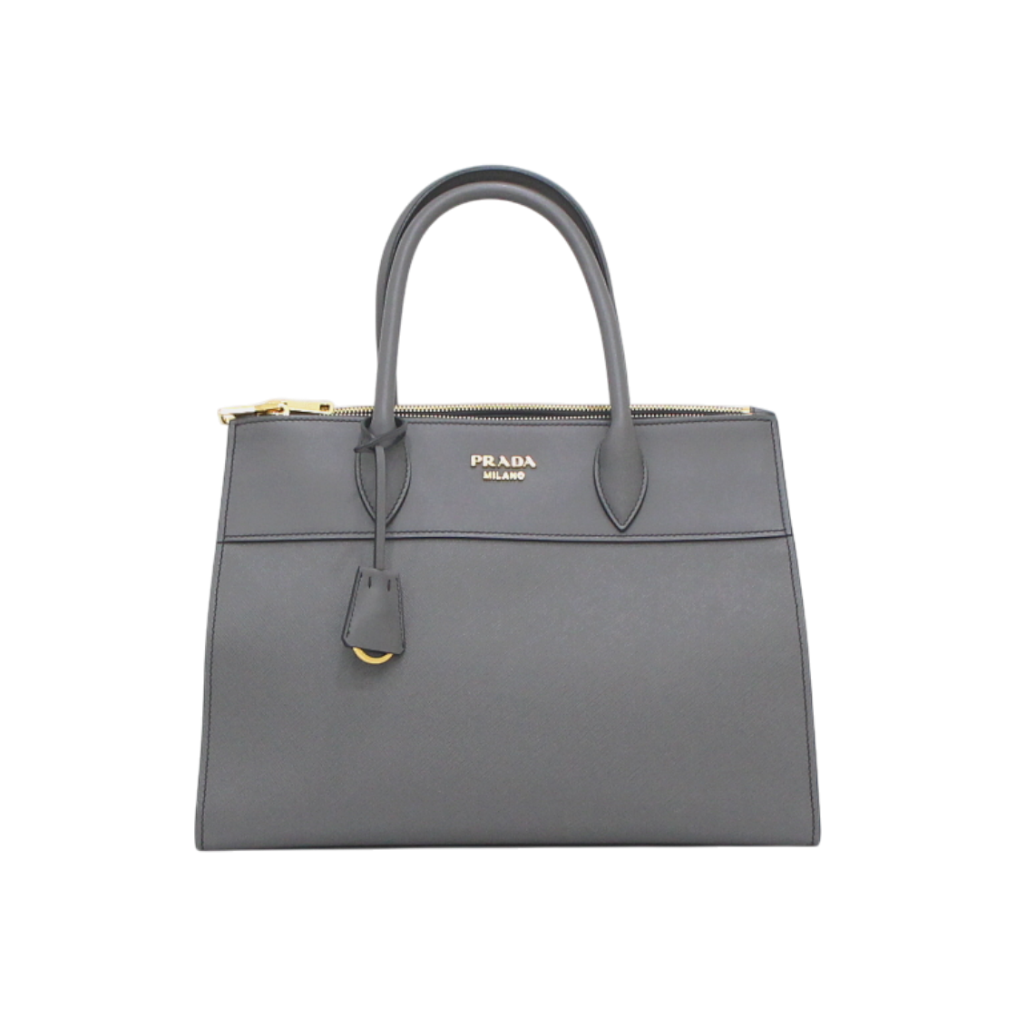 ITHI9K6C53CU Prada Paradigm Tote & Shoulder Bag in Gray Saffiano Leather