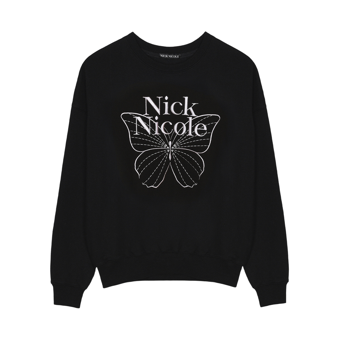 N_SS NICK&NICOLE Volume Butterfly Signature Sweatshirt Black Cream