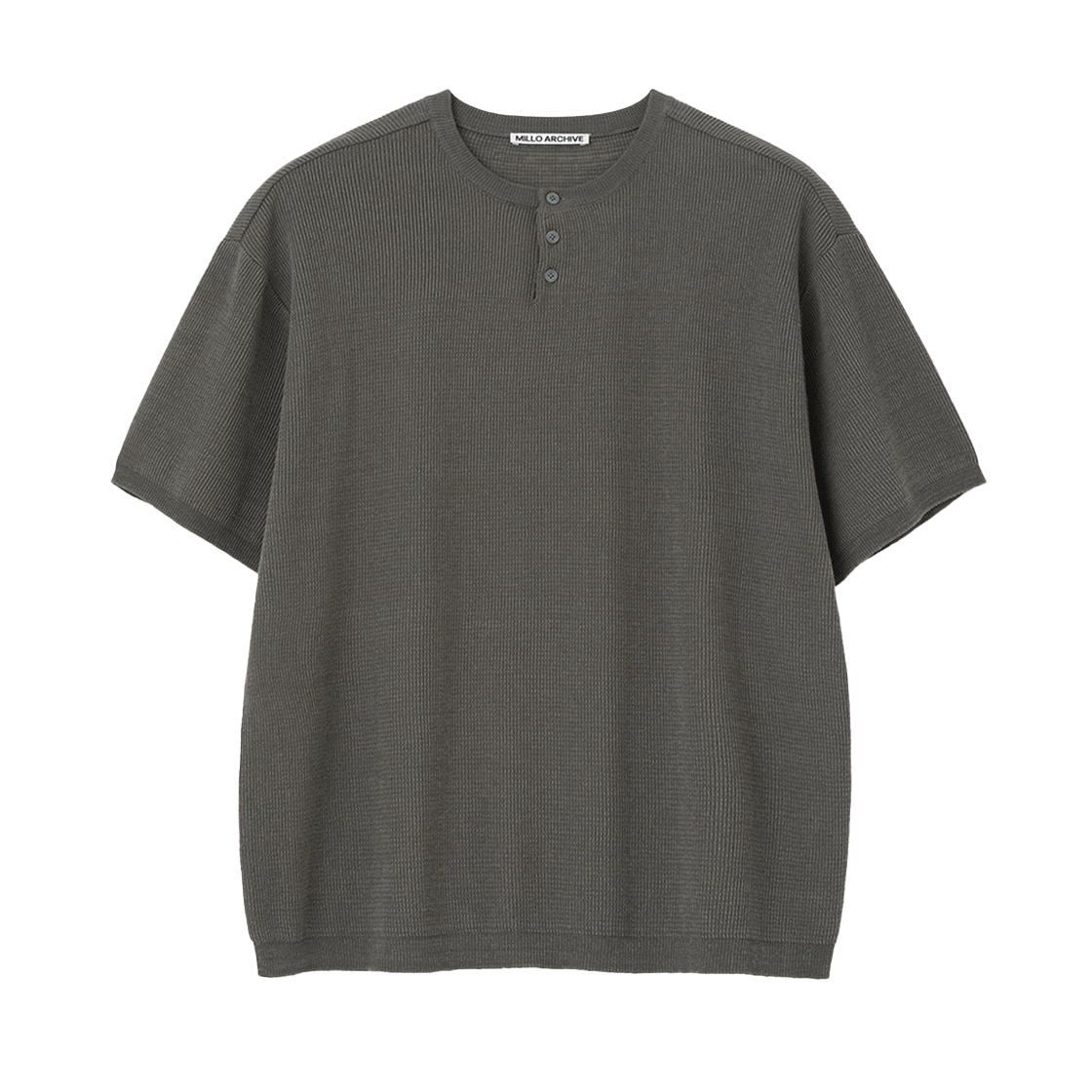 밀로 아카이브 사일로 하프 헨리넥 니트 차콜(Millo Archive Silo Half Henley Neck Knit Charcoal)