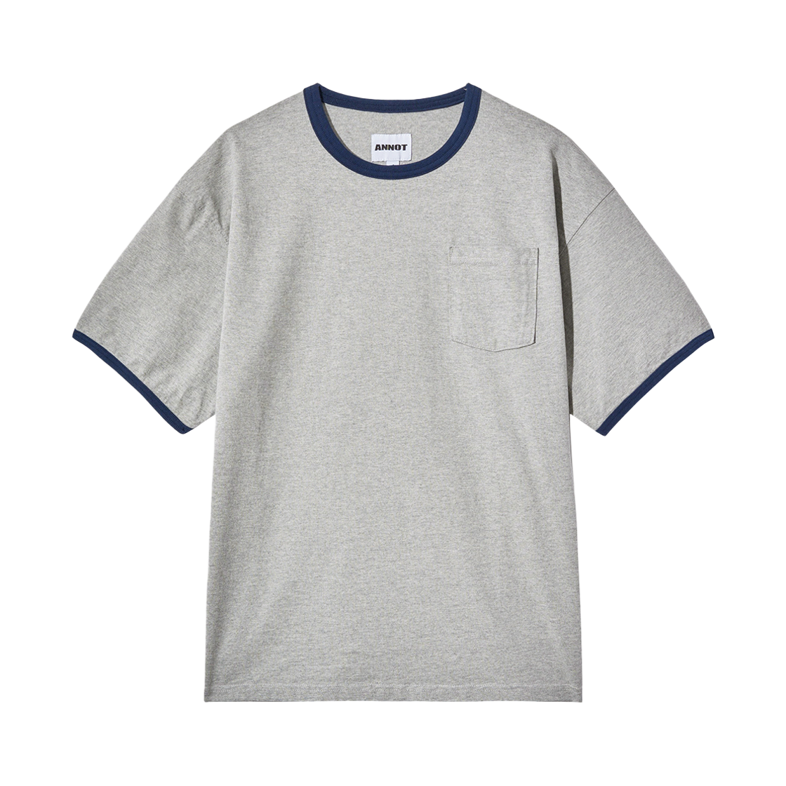 아노트 워시드 포켓 링거 티 메란지그레이(ANNOT Washed Pocket Ringer T-Shirt Melange Gray)