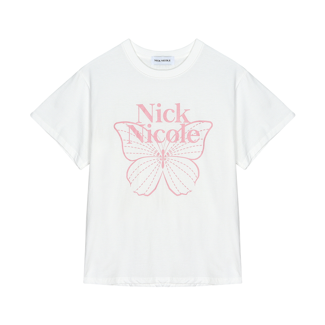 N_SS NICK&NICOLE Big Butterfly Sleeve Top Cream Pink