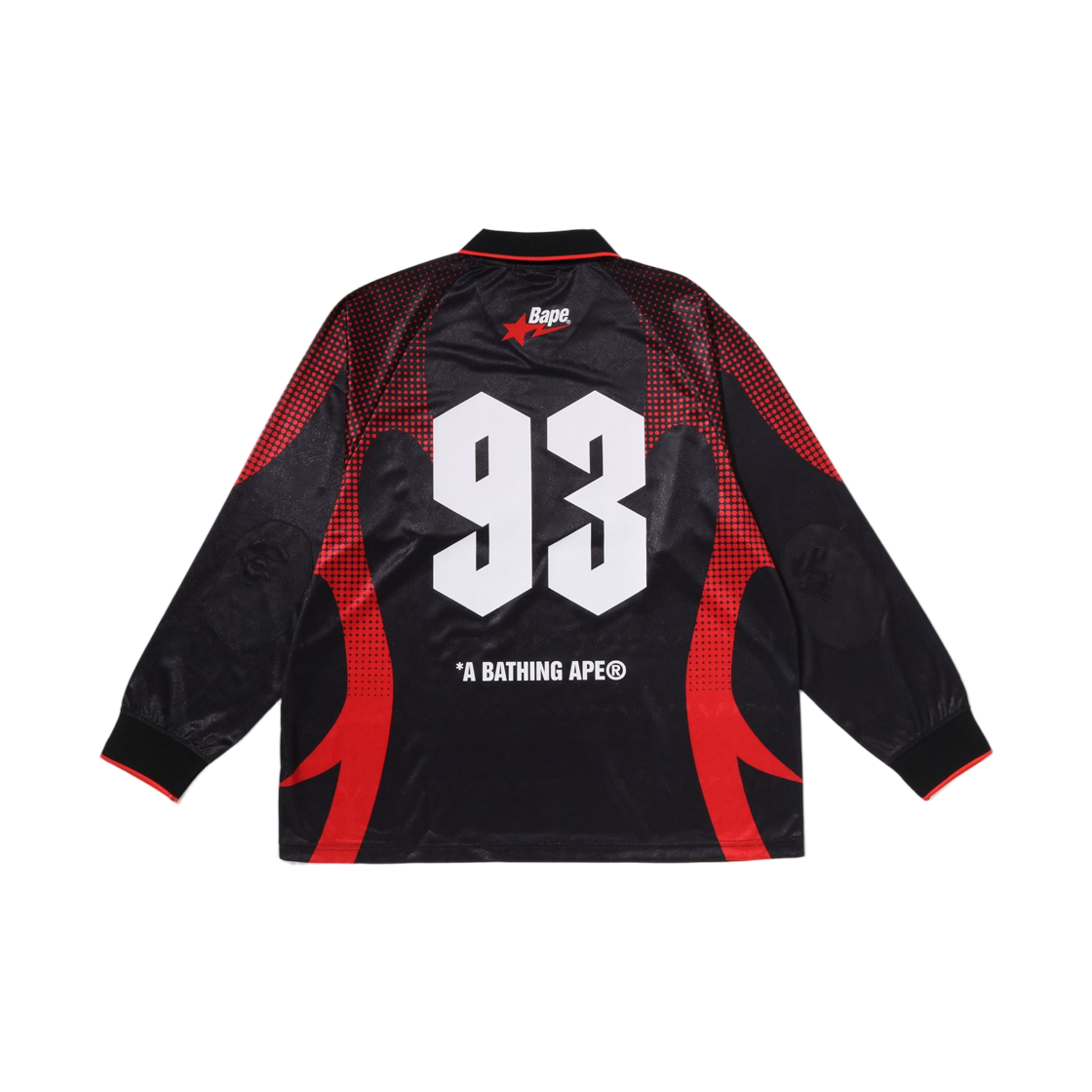 베이프 에이프 플레임 모노그램 자카드 로고 릴렉스드 핏 풋볼 저지 블랙(BAPE Ape Flame Monogram Jacquard Logo Relaxed Fit Football Jersey Black) - 2