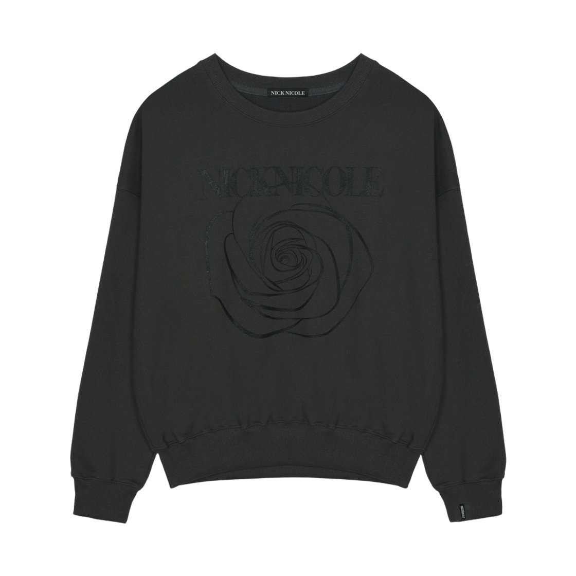 N_SS NICK&NICOLE Nicole Rose Printing Sweatshirt Charcoal Black