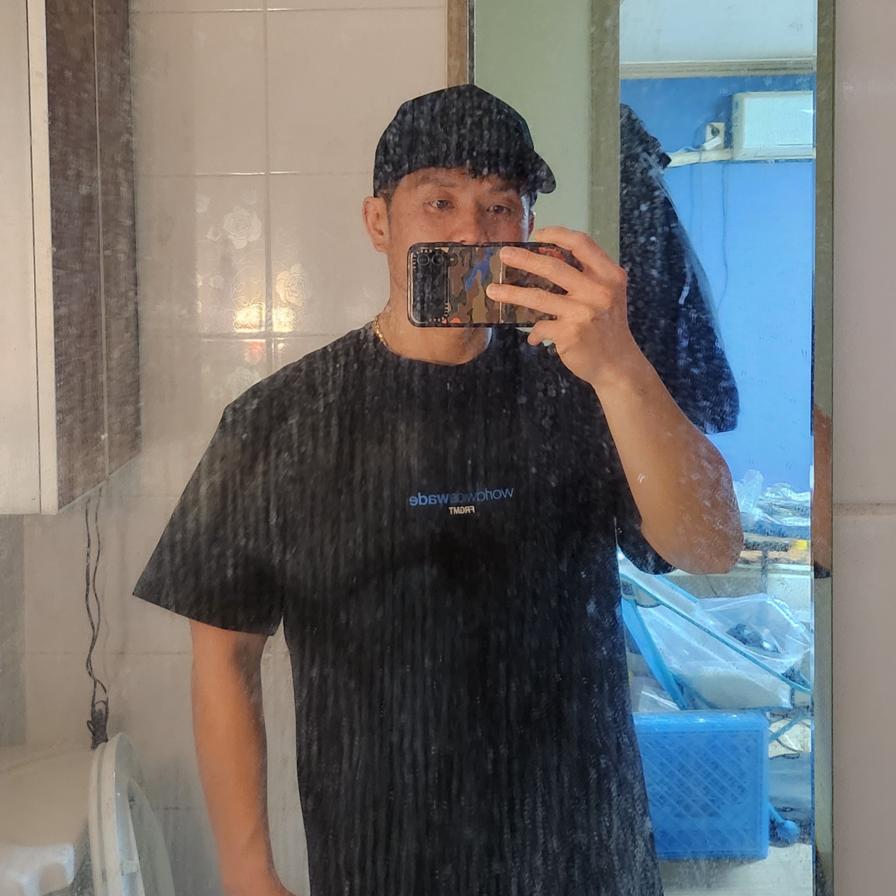 WADE x FRGMT T-shirt Black 착용 스타일 - 3