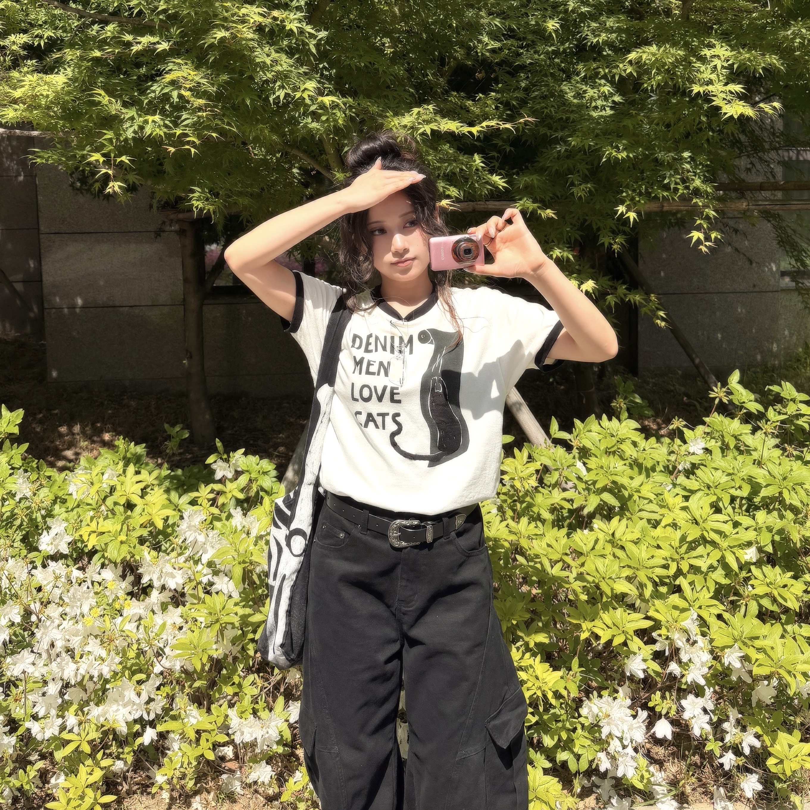 Kapital 20 Jersey Ringer T-Shirt Denim Men Love Cats Scratch Pt White, Kapital 14 oz. Denim Bone Print Book Bag Black 착용 스타일