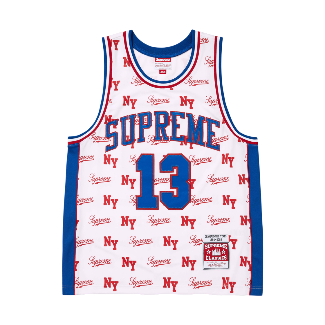 - Supreme Mitchell & Ness Monogram Basketball Jersey White - 26SS