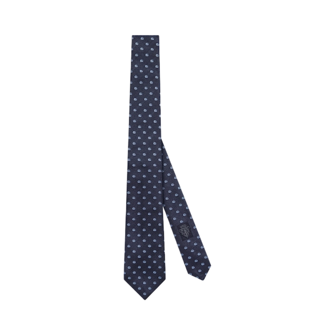 874112-4E009-4269 Gucci Double G Silk Jacquard Tie Blue