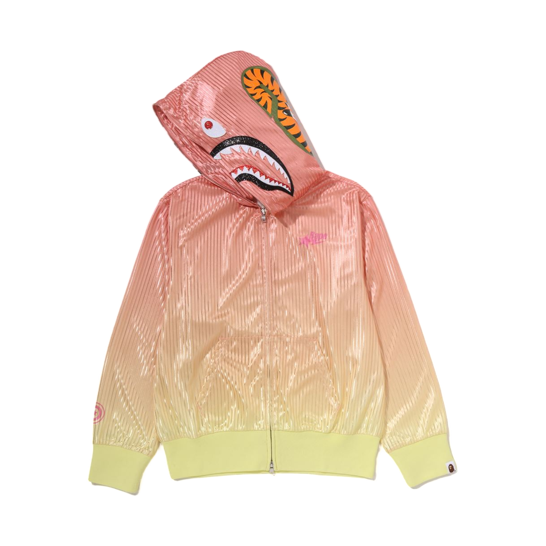 (W) 베이프 딥 다이 샤크 풀 집 후드 오렌지((W) BAPE Dip Dye Shark Full Zip Hoodie Orange) - 2