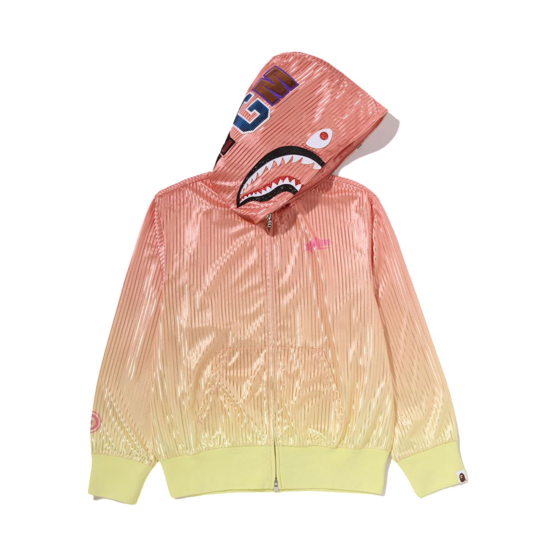 (W) 베이프 딥 다이 샤크 풀 집 후드 오렌지((W) BAPE Dip Dye Shark Full Zip Hoodie Orange) - 1