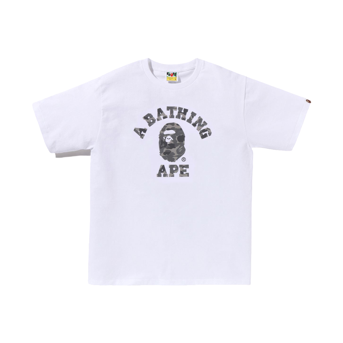 - BAPE ABC Camo Reflective On College T-Shirt White