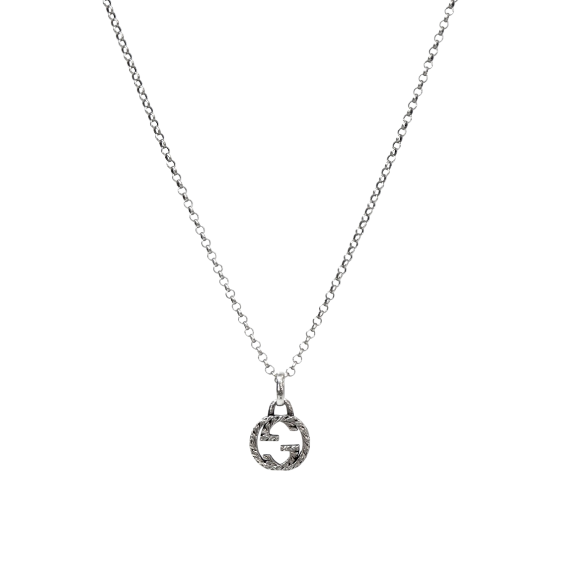 ITHUIR2DH2QJ Gucci Black Interlocking G Silver Necklace C-B52810