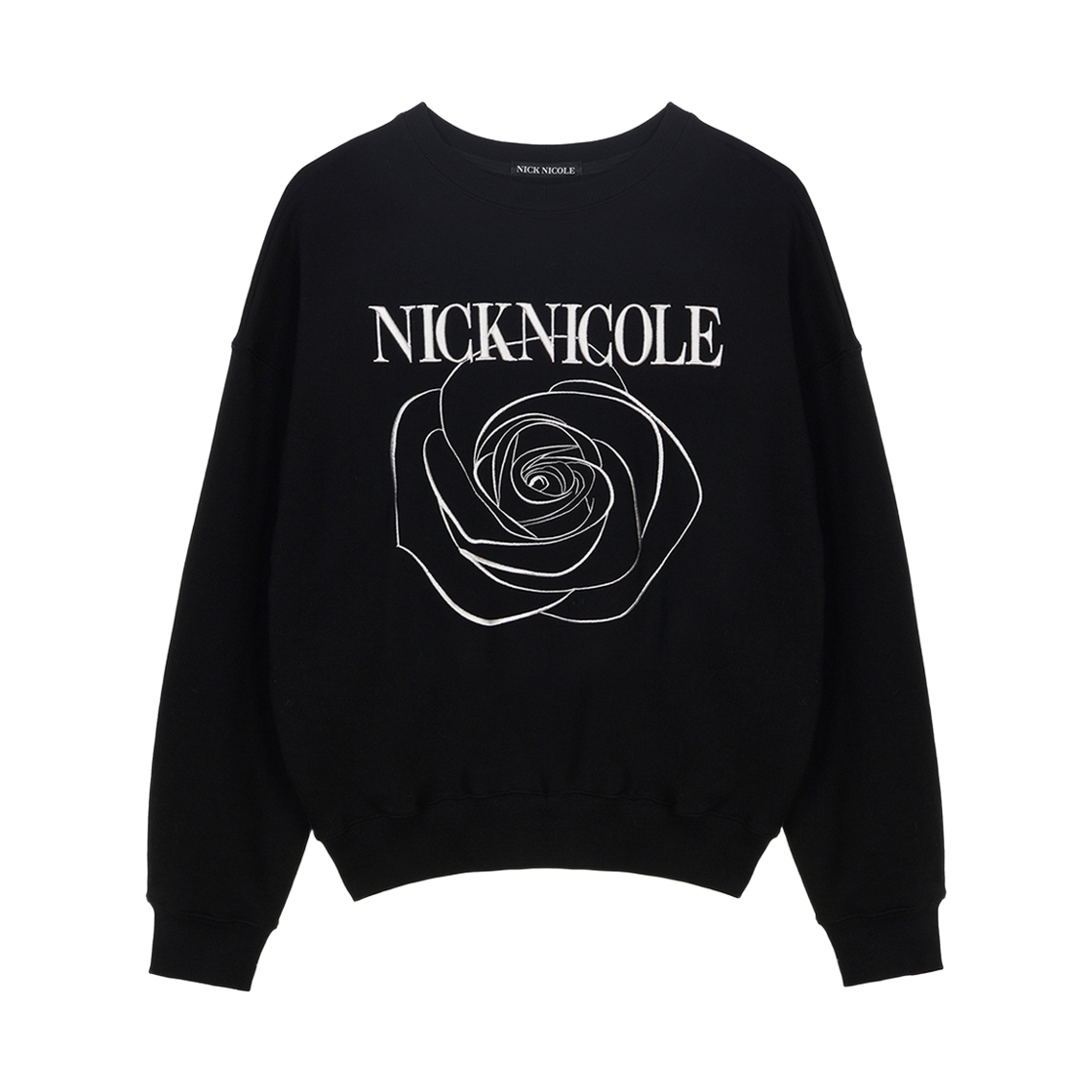 N_SS NICK&NICOLE Nicole Rose Printing Sweatshirt Black Silver