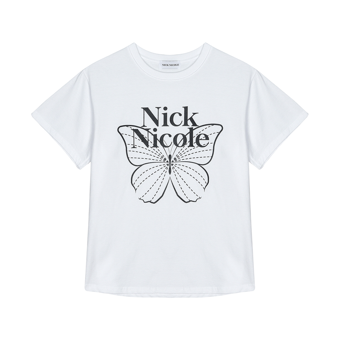 N_SS NICK&NICOLE Big Butterfly Sleeve Top White Black